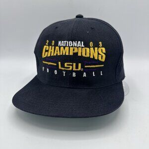Vintage 2003 LSU National Champions Hat Cap Snap Back Adjustable Black Football